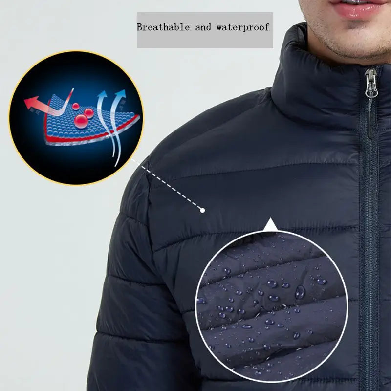 2021 NWE Men Winter Warm USB Heating Jackets Smart Thermostat Pure Color Hooded Heated Clothing Waterproof Warm Jackets