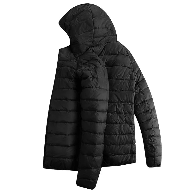 2021 NWE Men Winter Warm USB Heating Jackets Smart Thermostat Pure Color Hooded Heated Clothing Waterproof Warm Jackets