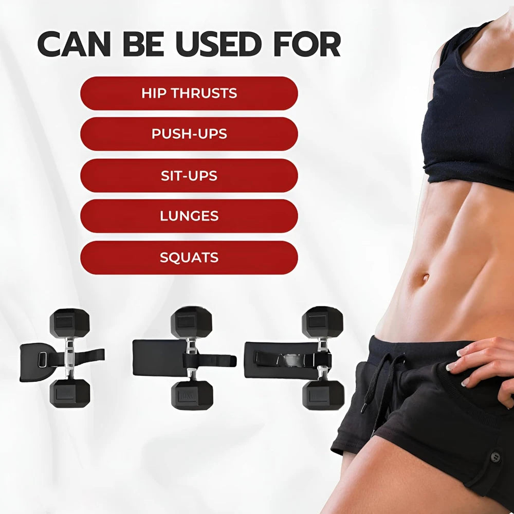 Exercise Hip Thrust Belt Glute Trainer, Adjustable Hip Thrust Belt for Dumbbells Booty Builder Men Women Home Workout Equipment