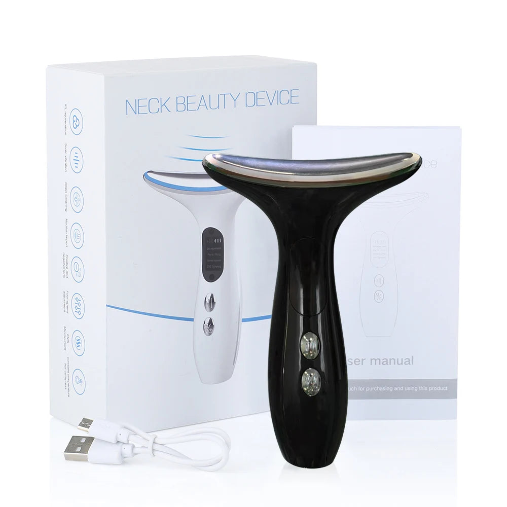 EMS Micro-current Neck Beauty Device LED Photon Firming Rejuvenation Anti Wrinkle Skin Care Chin Lifting Facial Massager