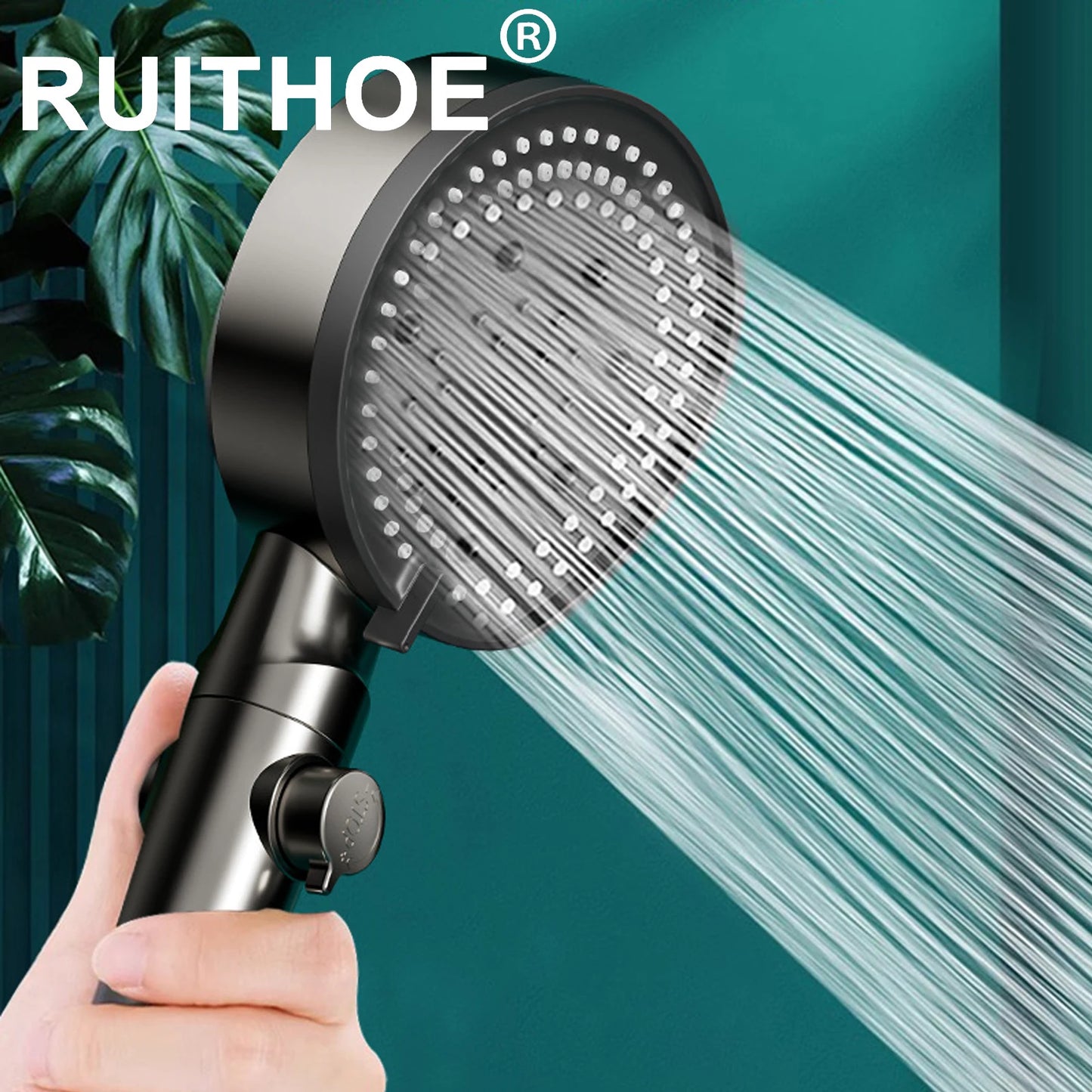 10 Modes Bathroom Shower Head Handheld High-Pressure Water Saver Showerhead Portable Black Rainfall Massage Shower Nozzl