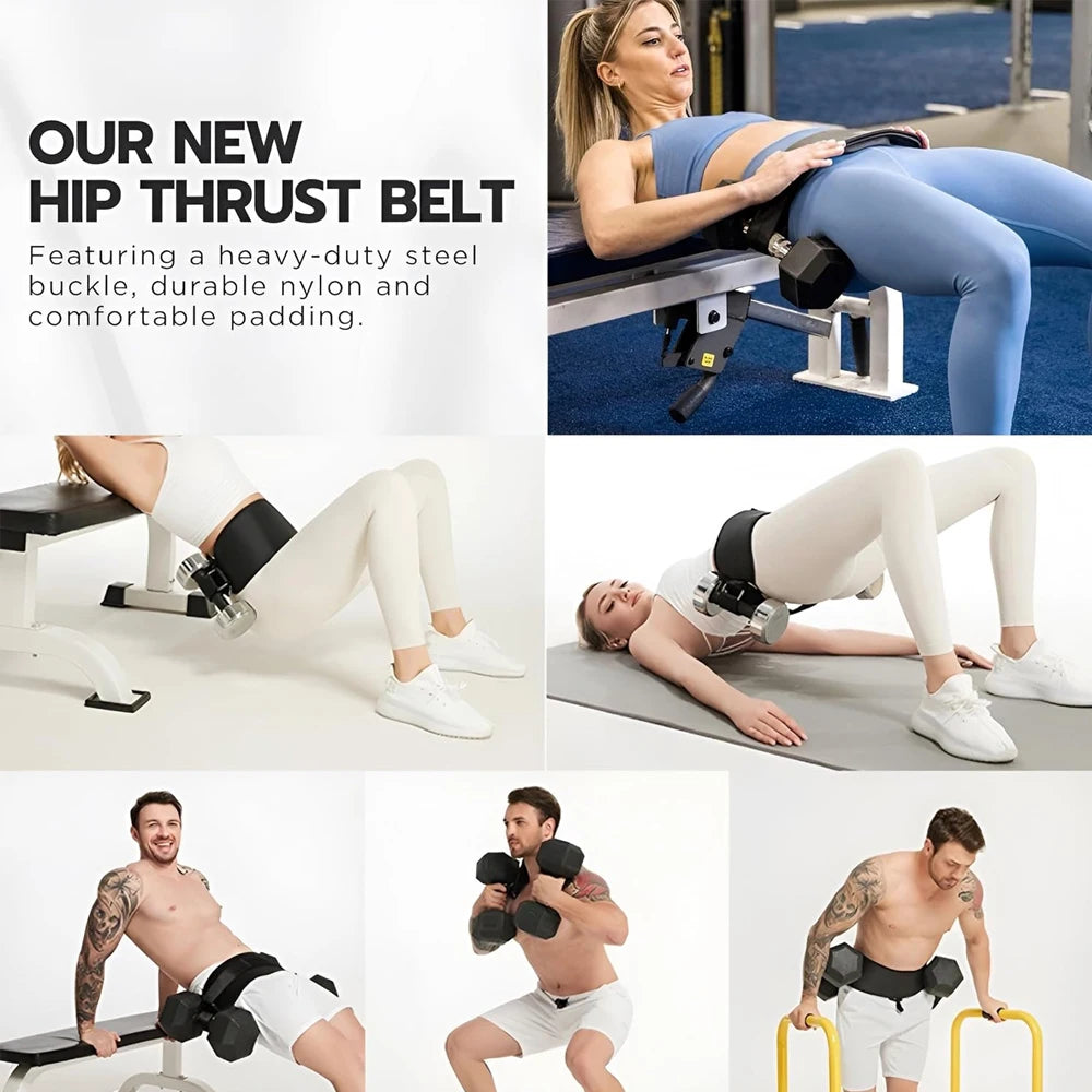 Exercise Hip Thrust Belt Glute Trainer, Adjustable Hip Thrust Belt for Dumbbells Booty Builder Men Women Home Workout Equipment