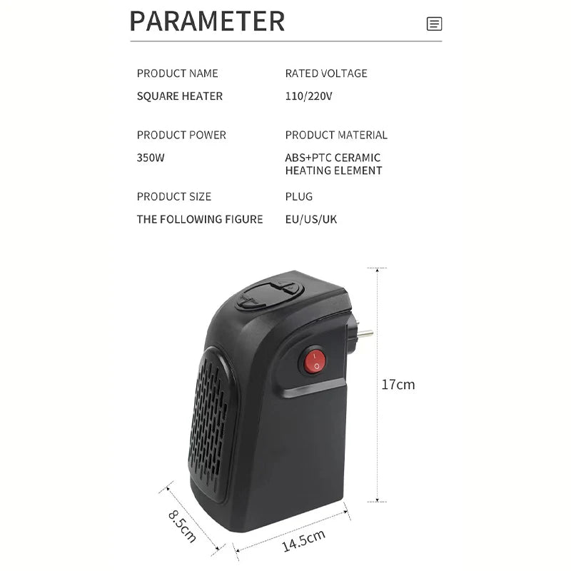 Portable Heater Electric Heater Plug In Wall Room Heater Home Appliance Heating Stove Mini Radiator Heater Fan Warmer Machine