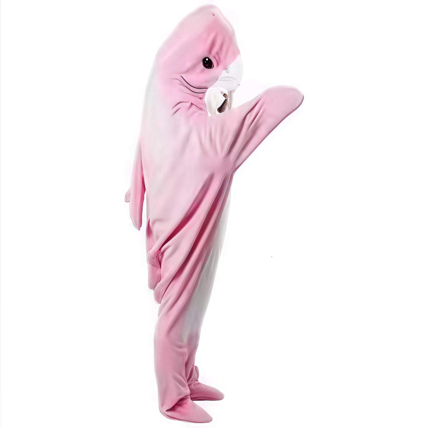 Adult Shark Onesie Pajama & Blanket 2-in-1 - Hooded Flannel Sleeping Bag, Warm Winter Cartoon Homewear Gift for Adults