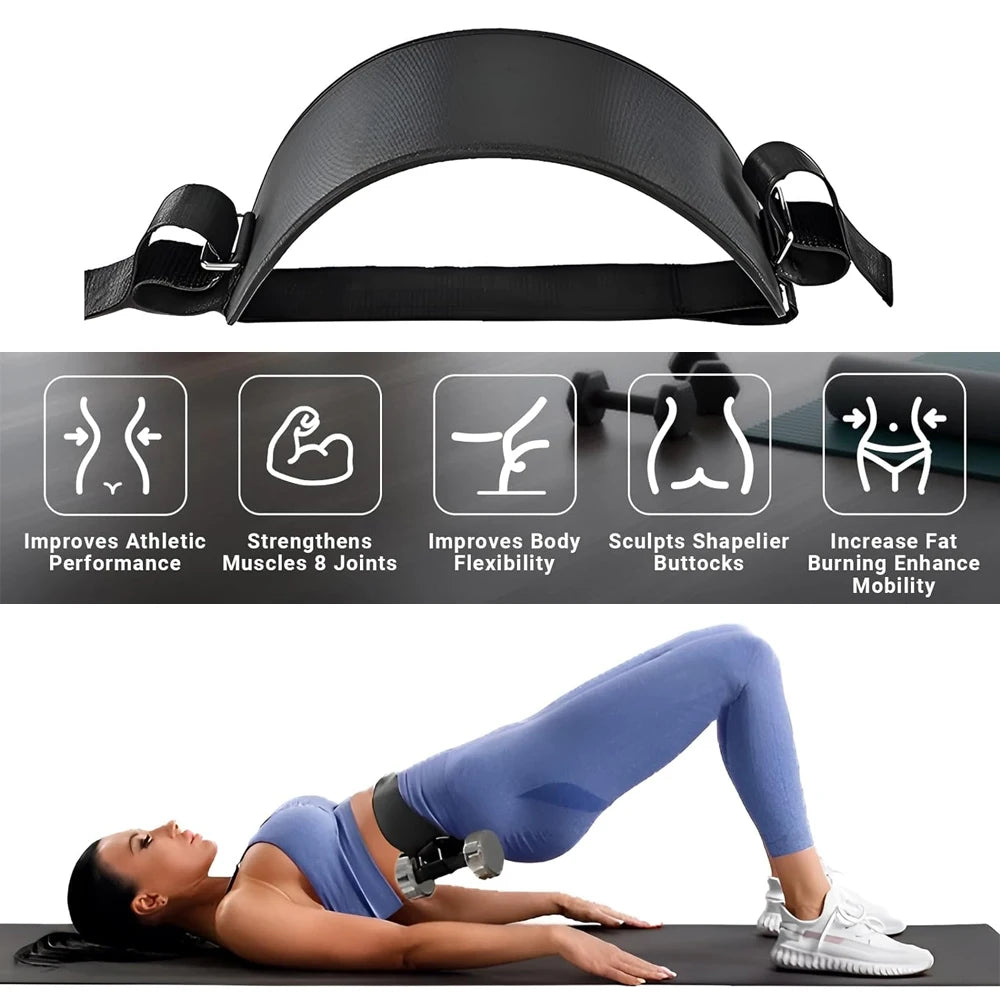 Exercise Hip Thrust Belt Glute Trainer, Adjustable Hip Thrust Belt for Dumbbells Booty Builder Men Women Home Workout Equipment
