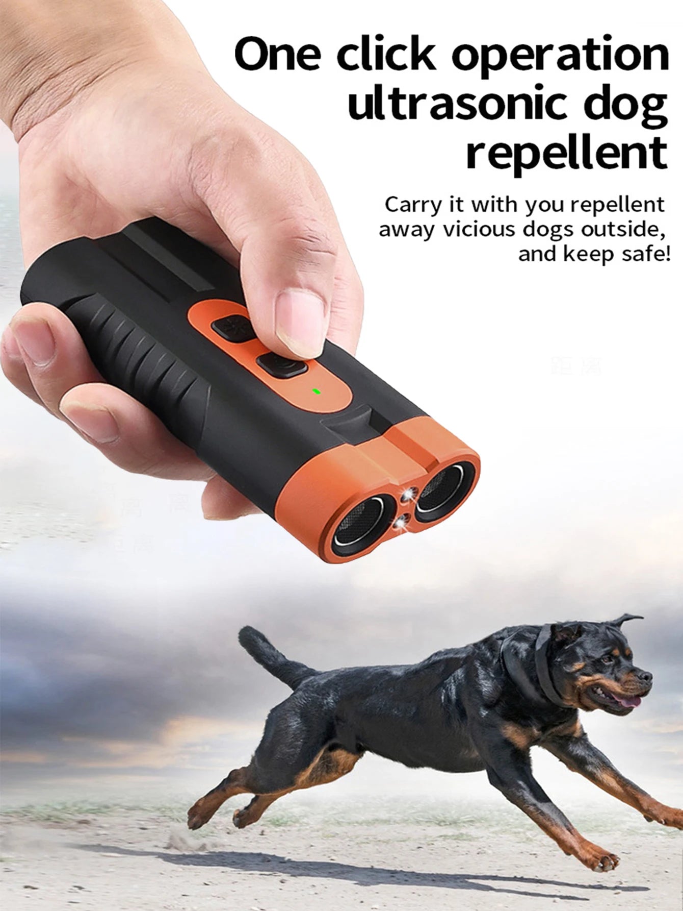 2025 Dual Head Ultrasonic Dog Repeller USB Rechargeable Dog Training Device High-Power Anti Bark Device with LED Flashlight