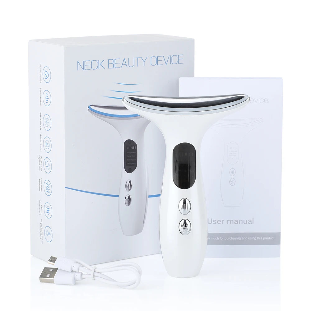 EMS Micro-current Neck Beauty Device LED Photon Firming Rejuvenation Anti Wrinkle Skin Care Chin Lifting Facial Massager