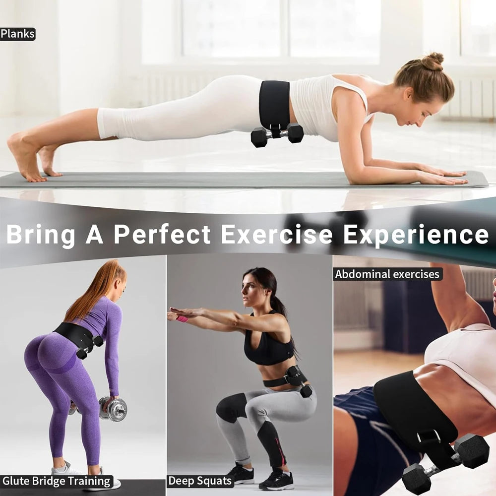 Exercise Hip Thrust Belt Glute Trainer, Adjustable Hip Thrust Belt for Dumbbells Booty Builder Men Women Home Workout Equipment