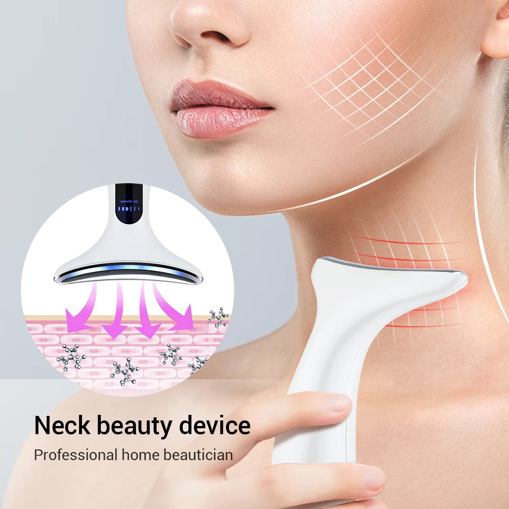 EMS Micro-current Neck Beauty Device LED Photon Firming Rejuvenation Anti Wrinkle Skin Care Chin Lifting Facial Massager