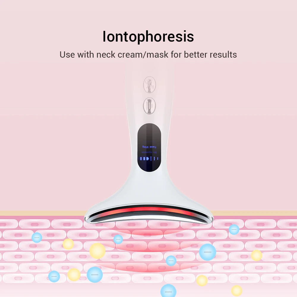 EMS Micro-current Neck Beauty Device LED Photon Firming Rejuvenation Anti Wrinkle Skin Care Chin Lifting Facial Massager