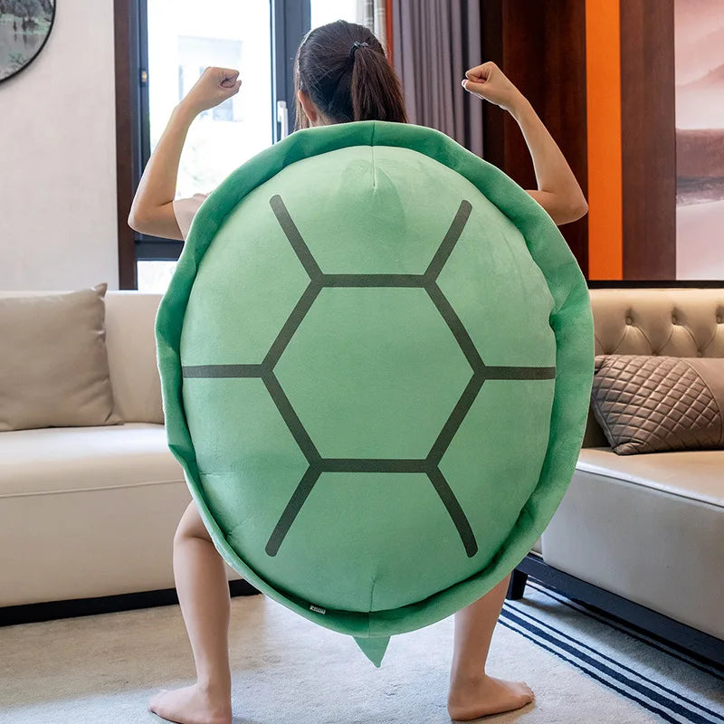 Wearable Turtle Shell Plush Pillows Stuffed Soft Tortoise Turtle Shell Stuffed Animal Costume Plush Dress Up Cushion Funny Toy