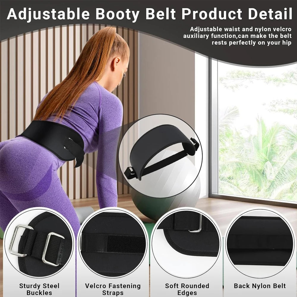 Exercise Hip Thrust Belt Glute Trainer, Adjustable Hip Thrust Belt for Dumbbells Booty Builder Men Women Home Workout Equipment