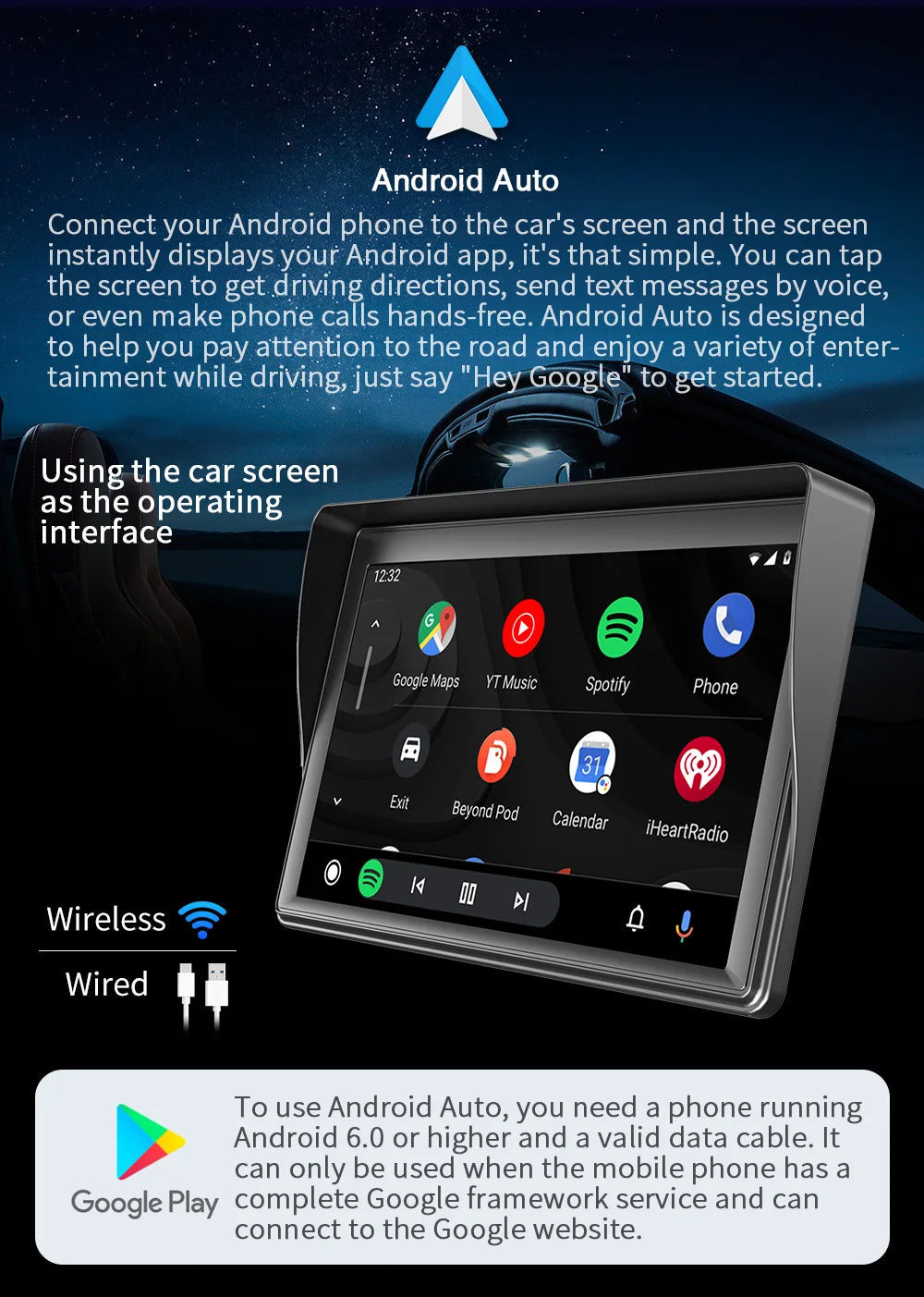 BQCC 7" IPS HD Portable MP5 Car Player Mirrorlink WIFI BT FM USB TF Autoradio Wireless Carplay Android Auto IOS Vehicle Stereo