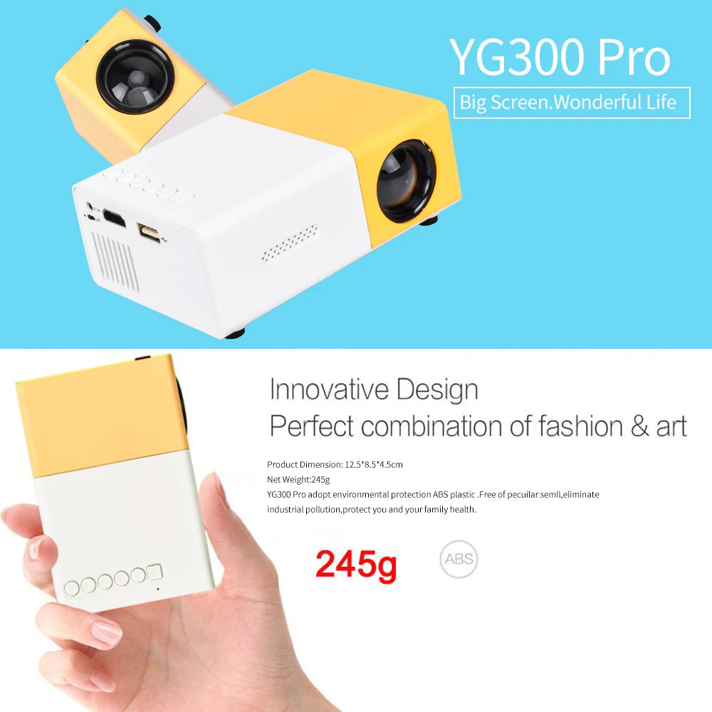 Salange YG300 Mini Projector LED Portable Beamer Compatible with HDMI USB Support 1080P Video Projetor Kids Gift