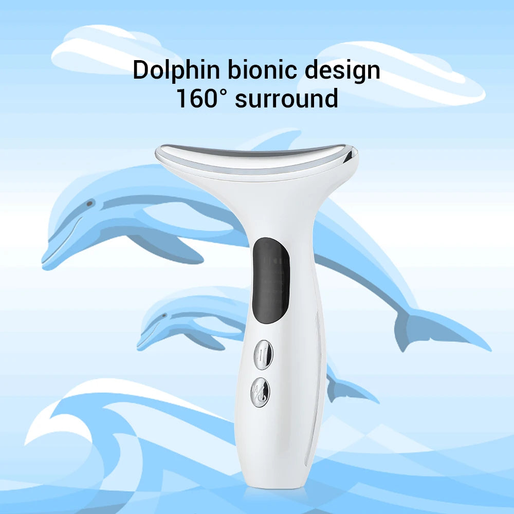 EMS Micro-current Neck Beauty Device LED Photon Firming Rejuvenation Anti Wrinkle Skin Care Chin Lifting Facial Massager
