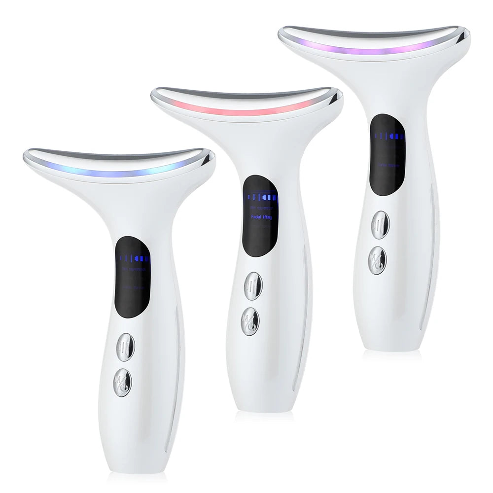 EMS Micro-current Neck Beauty Device LED Photon Firming Rejuvenation Anti Wrinkle Skin Care Chin Lifting Facial Massager