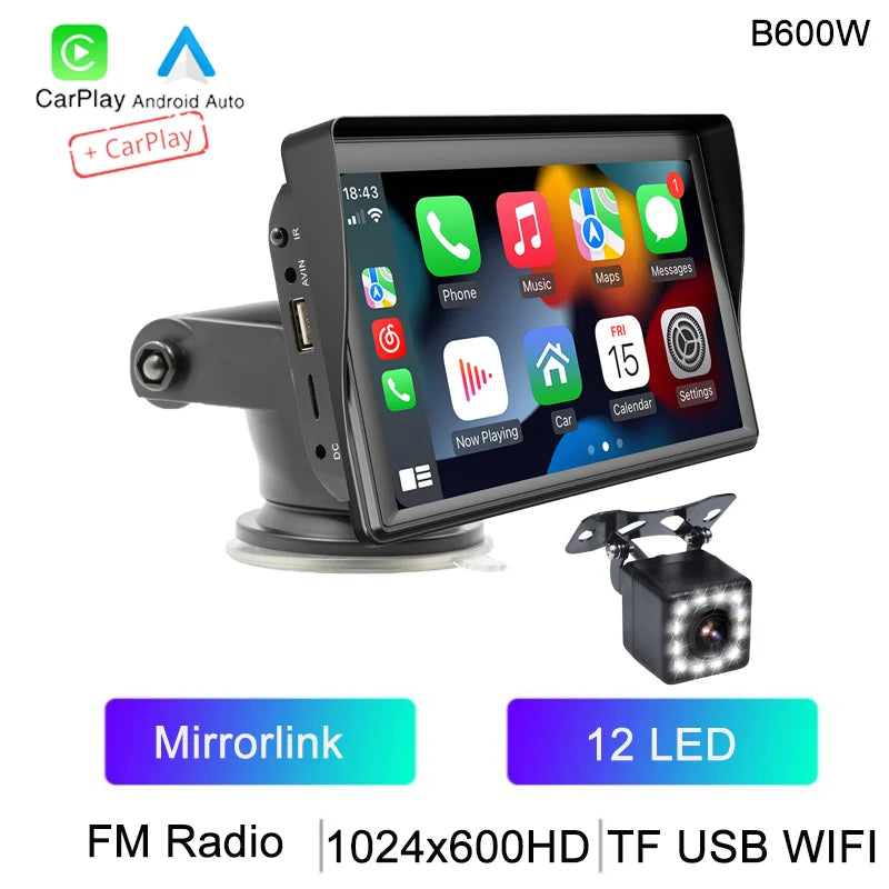 BQCC 7" IPS HD Portable MP5 Car Player Mirrorlink WIFI BT FM USB TF Autoradio Wireless Carplay Android Auto IOS Vehicle Stereo
