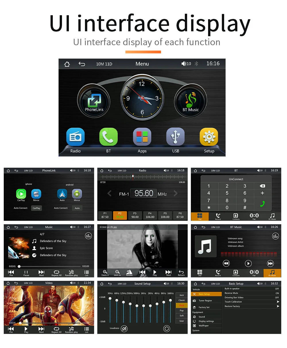 BQCC 7" IPS HD Portable MP5 Car Player Mirrorlink WIFI BT FM USB TF Autoradio Wireless Carplay Android Auto IOS Vehicle Stereo