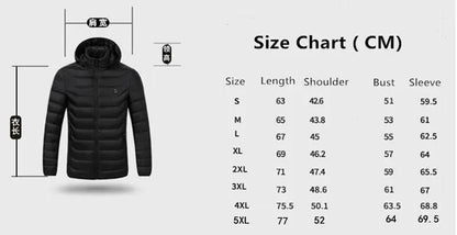 2021 NWE Men Winter Warm USB Heating Jackets Smart Thermostat Pure Color Hooded Heated Clothing Waterproof  Warm Jackets