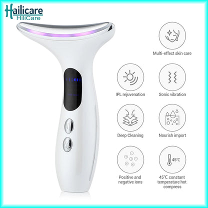 EMS Micro-current Neck Beauty Device LED Photon Firming Rejuvenation Anti Wrinkle Skin Care Chin Lifting Facial Massager