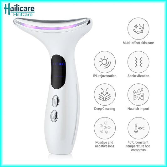 EMS Micro-current Neck Beauty Device LED Photon Firming Rejuvenation Anti Wrinkle Skin Care Chin Lifting Facial Massager