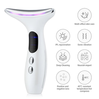 EMS Micro-current Neck Beauty Device LED Photon Firming Rejuvenation Anti Wrinkle Skin Care Chin Lifting Facial Massager