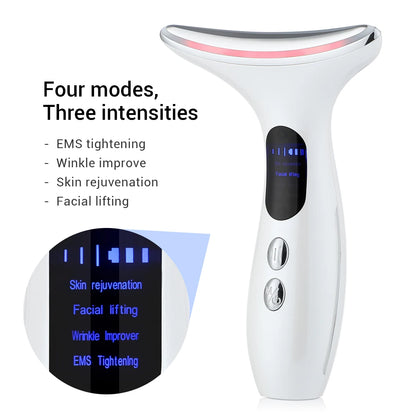 EMS Micro-current Neck Beauty Device LED Photon Firming Rejuvenation Anti Wrinkle Skin Care Chin Lifting Facial Massager