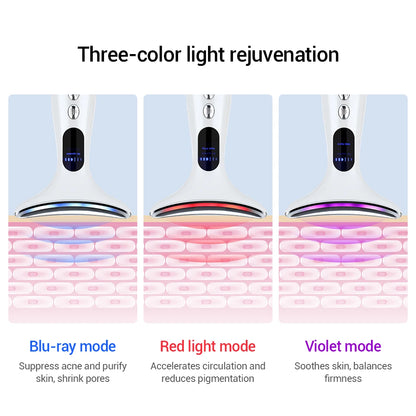 EMS Micro-current Neck Beauty Device LED Photon Firming Rejuvenation Anti Wrinkle Skin Care Chin Lifting Facial Massager