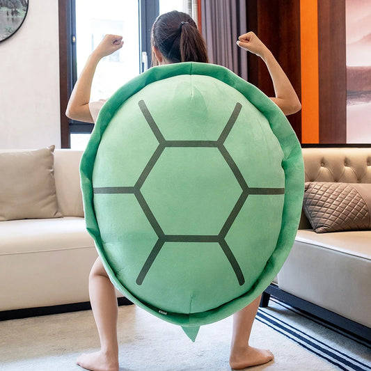 Wearable Turtle Shell Plush Pillows Stuffed Soft Tortoise Turtle Shell Stuffed Animal Costume Plush Dress Up Cushion Funny Toy